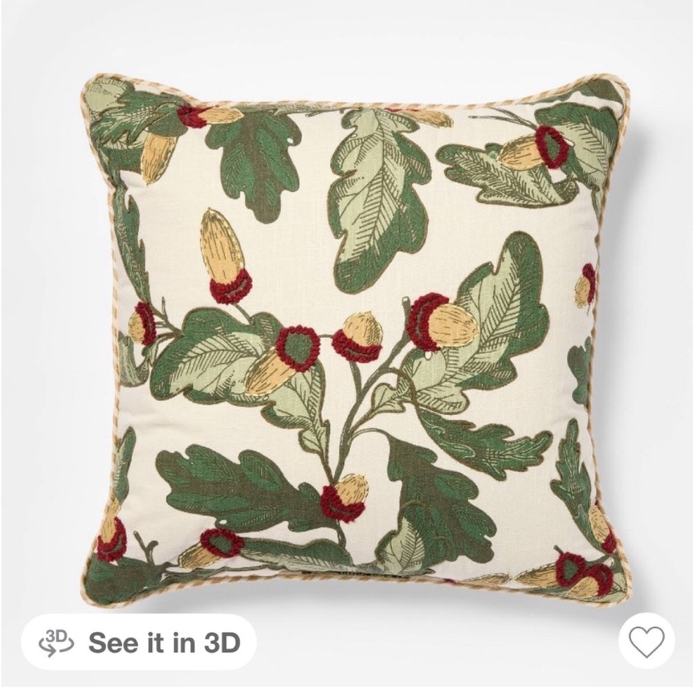 Threshold 24” Acorn & Leaf Green and Cream Accent Pillow